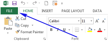 Click the File tab