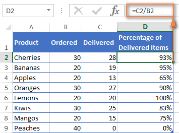 Công thức tỷ lệ phần trăm cơ bản của Excel Công thức tỷ lệ phần trăm cơ bản của Excel