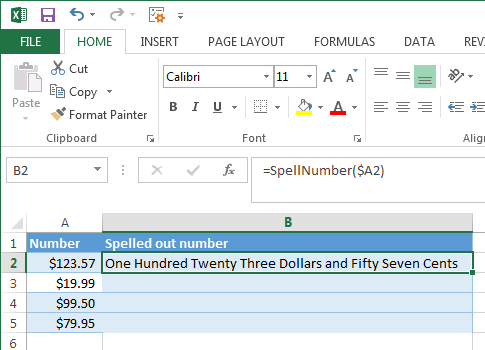 Spelled out numbers to dollars and cents Spelled out numbers to dollars and cents