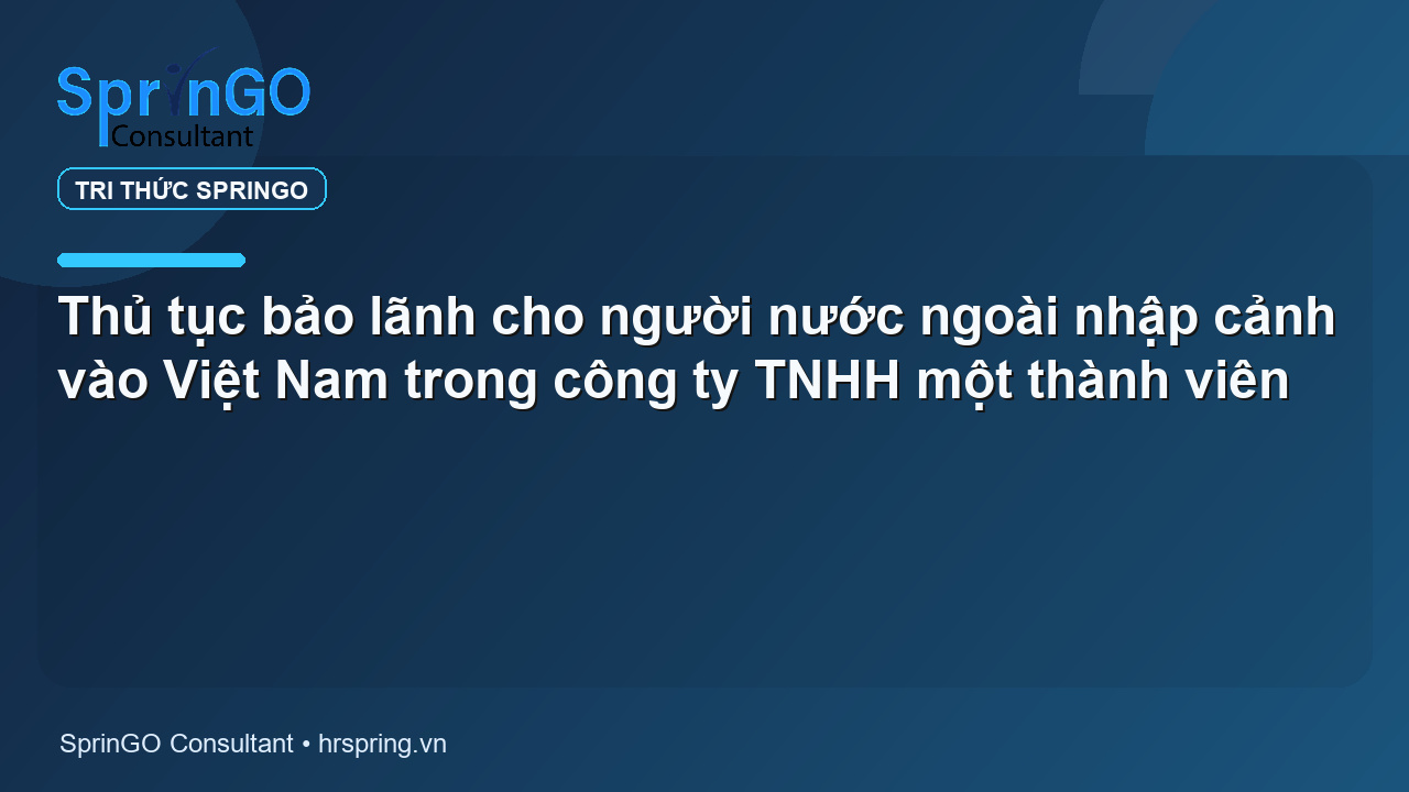 Thủ tục bảo lãnh cho người nước ngoài nhập cảnh vào Việt Nam trong công ty TNHH một thành viên