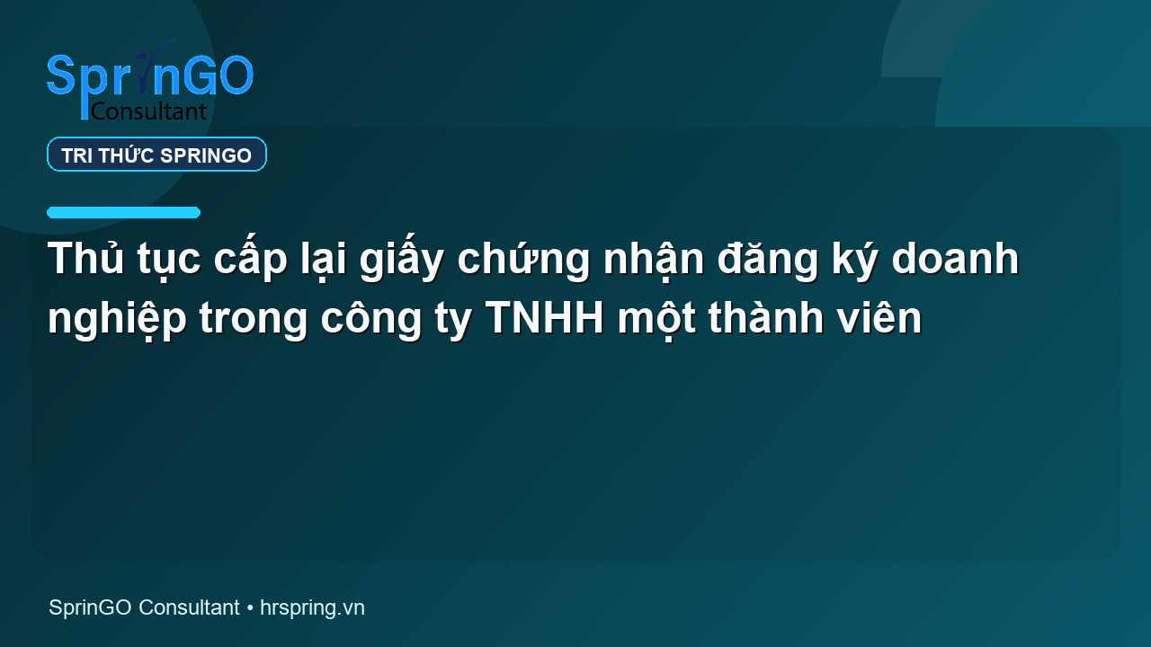 Thủ tục cấp lại giấy chứng nhận đăng ký doanh nghiệp trong công ty TNHH một thành viên