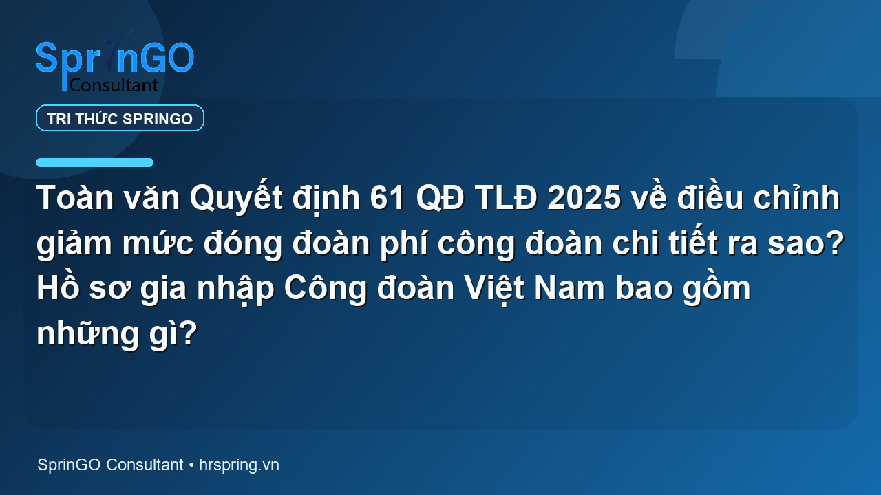 Toàn văn Quyết định 61 QĐ TLĐ 2025 về điều chỉnh giảm mức đóng đoàn phí công đoàn chi tiết ra sao? Hồ sơ gia nhập Công đoàn Việt Nam bao gồm những gì?