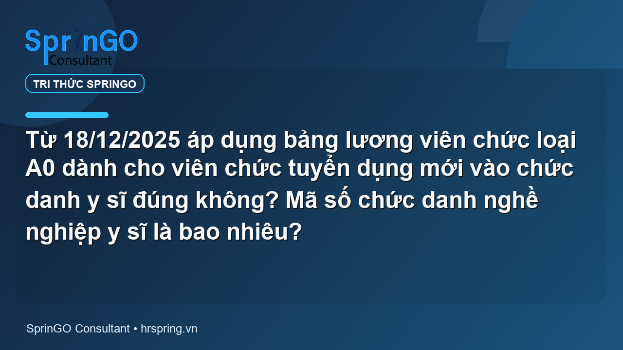 Từ 18/12/2025 áp dụng bảng lương viên chức loại A0 dành cho viên chức tuyển dụng mới vào chức danh y sĩ đúng không? Mã số chức danh nghề nghiệp y sĩ là bao nhiêu?